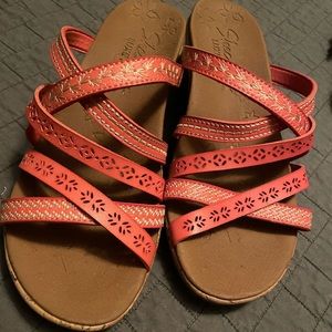 Skechers Peach Strappy Wedge Heel Sandals Size 7
